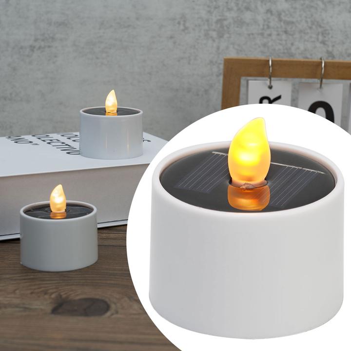 Actual product image Casativo Set of 4 solar LED tea lights with twilight sensor, IP44, white (4 x)