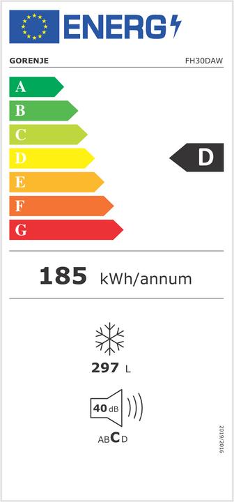 Energy Label Gorenje GORE freezer (Stand-alone, 297 l)