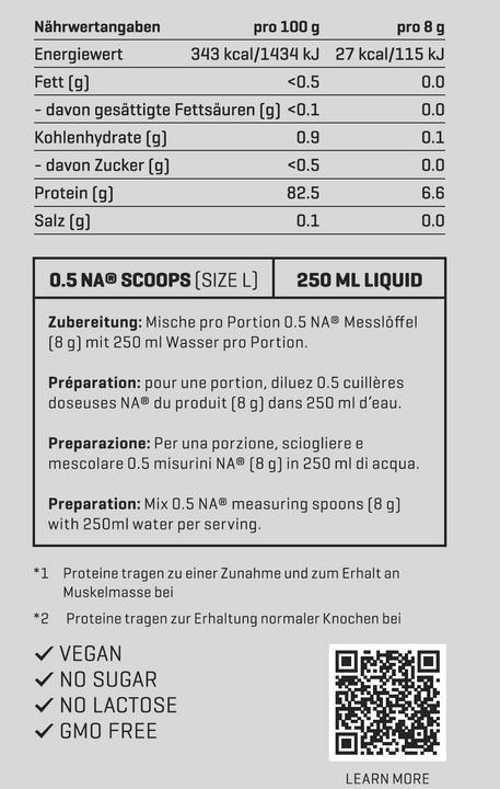 Valori nutrizionali e ingredienti Nutriathletic EAA BCAA Powder (1 Pezzo/i, Polvere, 300 g)