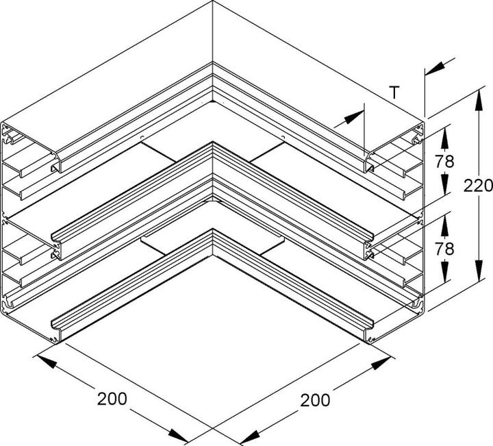Image du produit Niedax NIE DAI 220-78 N Angle intérieur GK 90°, double longueur symétrique 220x80 mm Aluminium, na (8 cm)