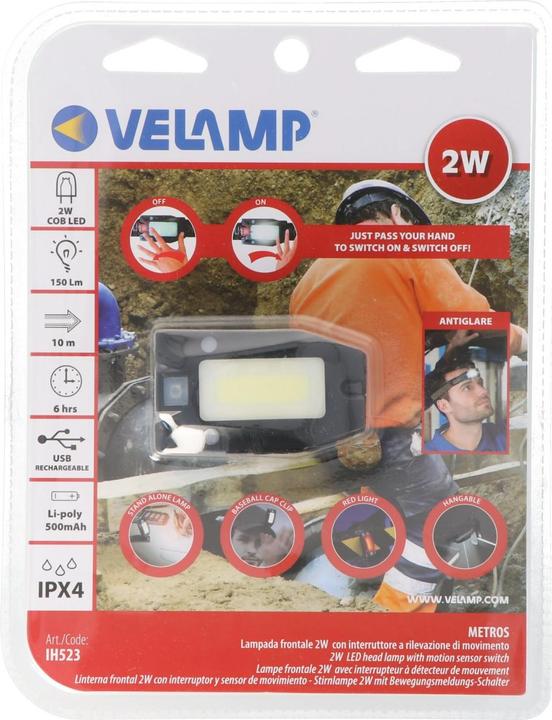 Actual product image Velamp Metros LED Stirnlampe IH523, mit Infrarotschalter inklusive Akku (150 lm)