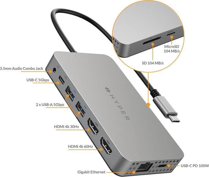 Produktbild Hyper HyperDrive Dual (USB-C, 10 Ports)