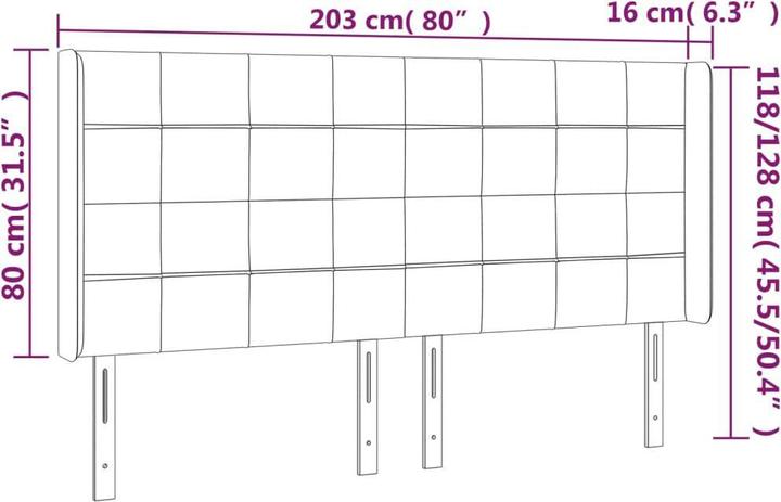 Produktbild VidaXL Kopfteil mit Ohren Dunkelblau 203x16x118/128 cm Samt,Farbe (203 x 16 x 128 cm)