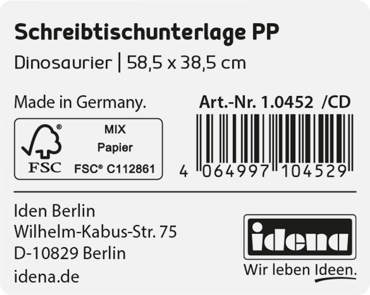 Produktbild Idena Schreibunterlage PP 58,5x38,5cm Dinosaurier