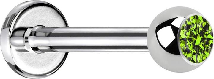 Immagine prodotto Star Piercing Labret in argento con sfera di cristallo verde chiaro (senza ottone, Acciaio chirurgico 316L)