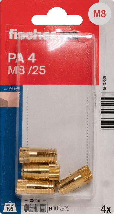 Actual product image Fischer Brass dowel PA 4 M8/25 K (4) (4 pcs.)