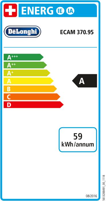 Energy Label De'Longhi Dinamica Plus ECAM 370.95.S