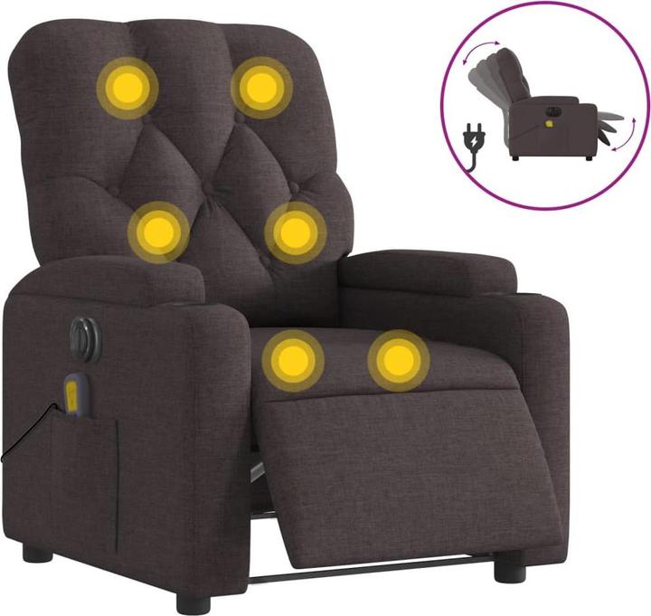 Produktbild VidaXL Massagesessel Fernsehsessel Relaxsessel Liegesessel Dunkelbraun Stoff