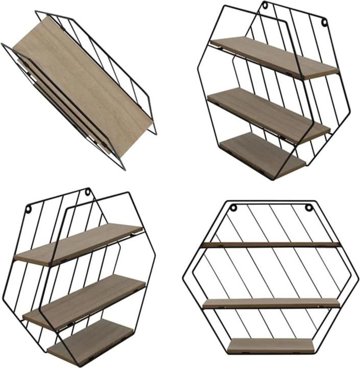 Actual product image Casativo Metal and wood hanging shelf, black, brown (31 x 9 x 35 cm)