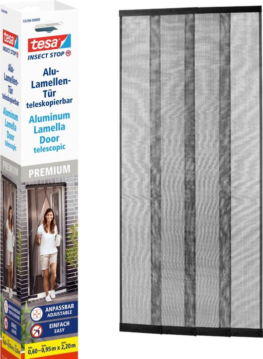 tesa Insektenschutz Alu Lamellentür für Balkon- und Terrassentüren (95 x 220 cm)