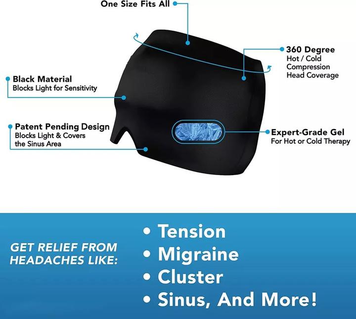 Immagine prodotto PhoneLook Masque / bonnet universel anti-migraine thérapie froid et chaud pour adulte (1 x)