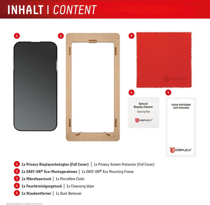 Actual product image Displex Privacy Glass, Privacy Full Cover Panzerglas (1 Piece, Apple iPhone 16)