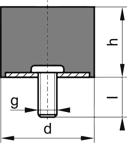 Actual product image Magni Rubber-metal buffer cylindrical type D D100xH40mm M16x41 NR57