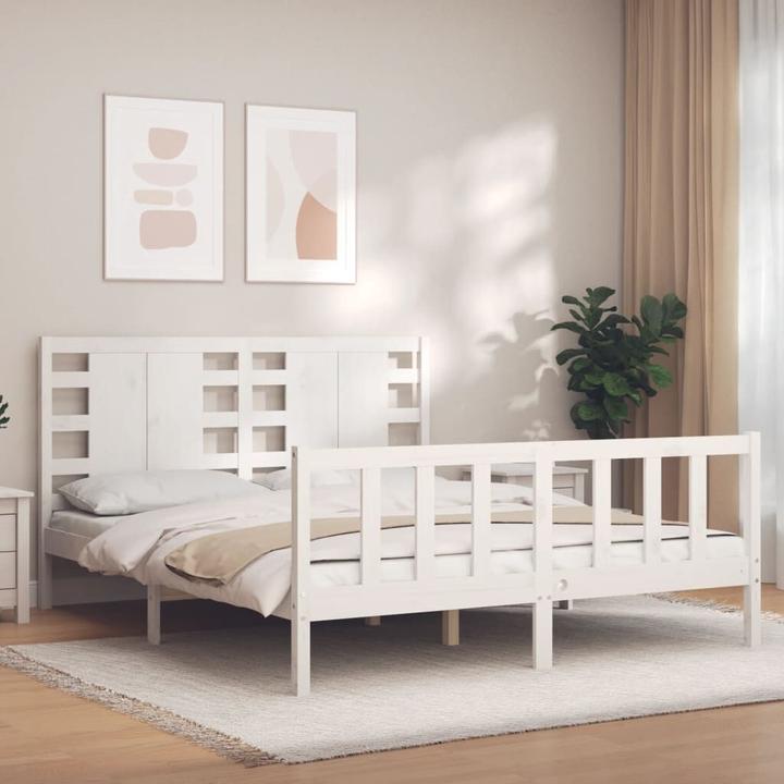 Actual product image VidaXL Massivholzbett mit Kopfteil Weiss 5FT King Size (150 x 200 cm)