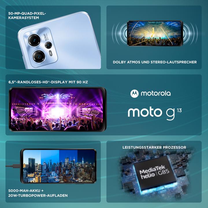 Produktbild Motorola moto G13 (128 GB, Lavender Blue, 6.50", Dual SIM, 50 Mpx, 4G)