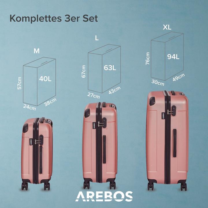 Produktbild Arebos Reisekoffer (94 l, M (50 - 90l), L (90 - 115l), XL (ab 115l))