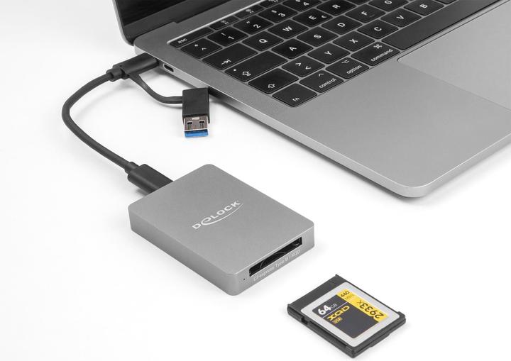 Actual product image Delock USB Type-C card reader in aluminium housing for CFexp