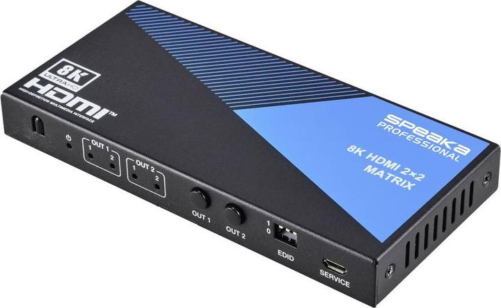 Actual product image SpeaKa Professional SP-11571776 2+2 port HDMI matrix switch Ultra HD-capable 7680 x 4320 pixels Black