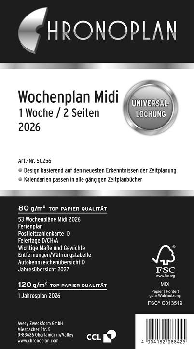 Produktbild Chronoplan Wochenplan Midi 2026 (Spezial, Deutsch)