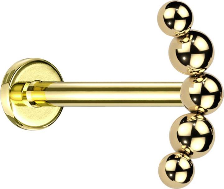 Produktbild Star Piercing Micro Labret Innengewinde vergoldet Bogen Kugeln (ohne Messing, Titan G23)