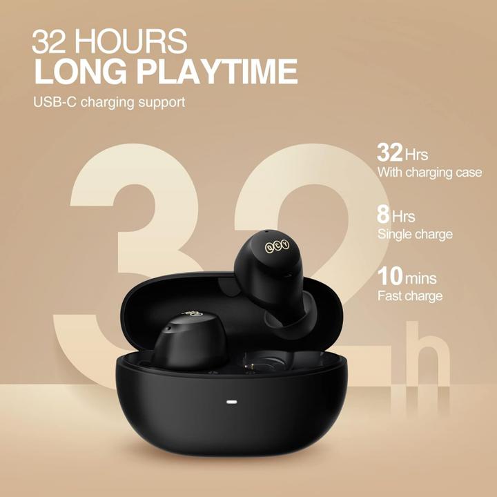 Actual product image QCY Wireless Earphones TWS HT07 ANC (black) (ANC, 32 h, Wireless)