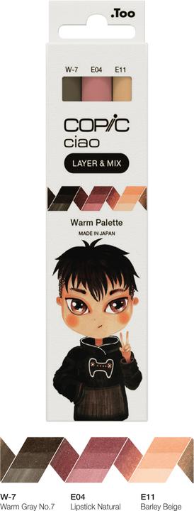 Produktbild Copic CIAO - Marker (E-11 Bareley Beige, W-7 Warm Gray No. 7, E-04 Lipstick Rose, 6 mm, 3 x)