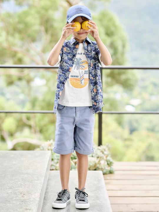 Image du produit Vertbaudet Kurzärmeliges Jungen Hemd mit Palmenprint (116)