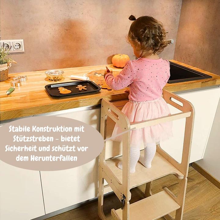 Actual product image Hermex Faltbarer Kinder-Lernturm aus Holz mit Maltafel
