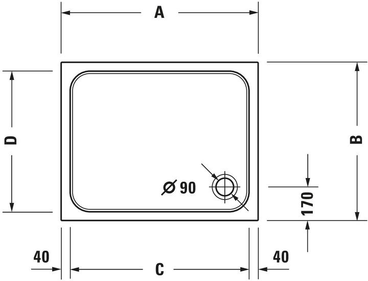 Produktbild Duravit Rechteck-Duschwanne D-CODE mit Antislip, weiss 1100x750x85mm