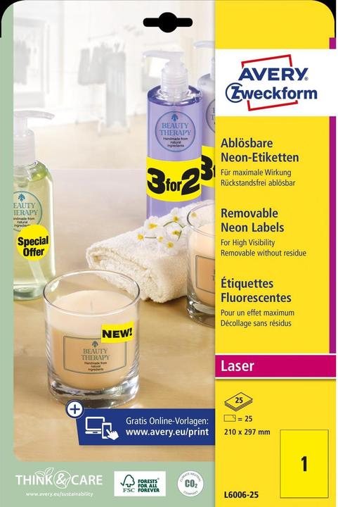 Actual product image Avery Labels in special colours