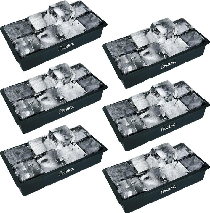 Actual product image Casativo Set of 6 XXL silicone ice cube mould, 8 cavities, 5 x 5 cm, for 1 litre
