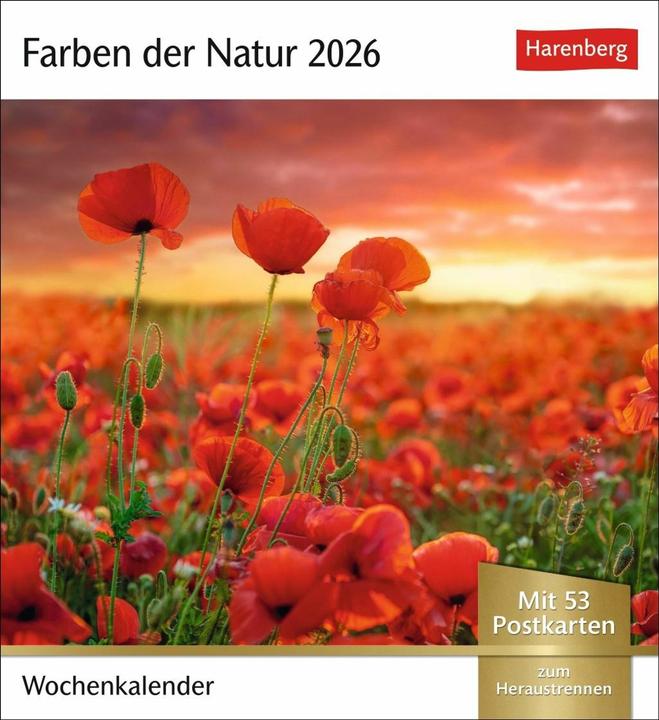 Produktbild Harenberg Farben der Natur Postkartenkalender 2026 - Wochenkalender mit 53 Postkarten (Harter Einband, Deutsch)