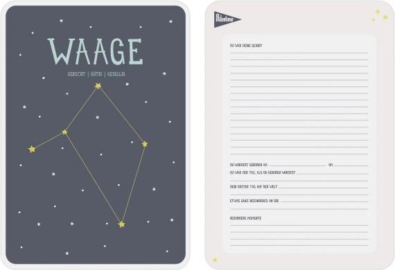 Produktbild Milestone Sternzeichen Postkarte / Poster im A4 Format, Waage