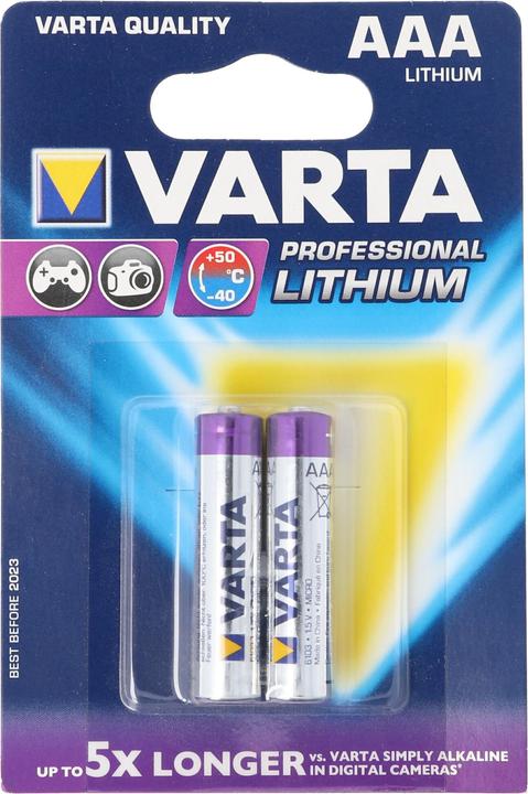 Varta Lithium Batterie AAA, Micro, FR03, 6103, Ultra Lithium, 1,5V (2 Stk., AAA, 1100 mAh)