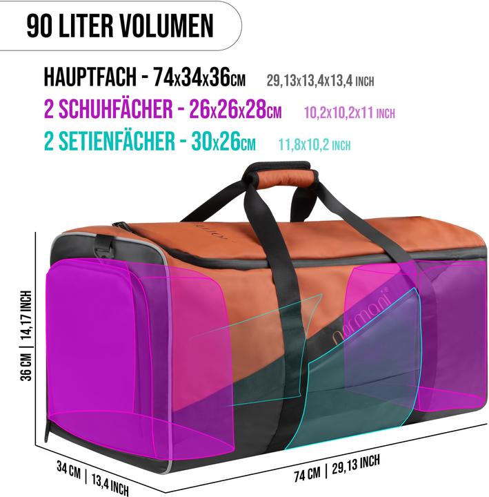 Image du produit Normani Sac de sport avec fonction sac à dos 90 l avec ceinture - 9279 (90 l)