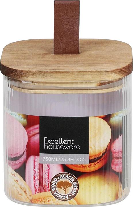 Immagine prodotto Excellent Houseware Barattolo con coperchio in legno d'acacia, 750 ml (0.75 l)
