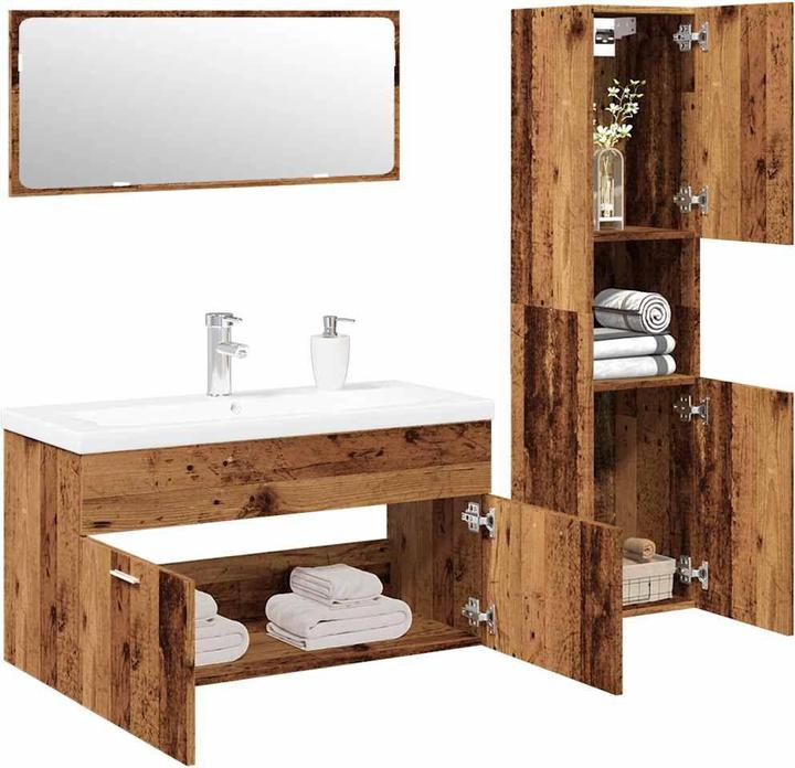 Immagine prodotto VidaXL 4-tlg. Badmöbel-Set Altholz-Optik Holzwerkstoff Badmöbelset