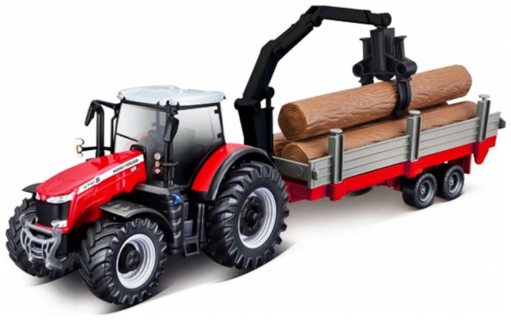 Bburago 18/31659 Massey Ferguson 8740S tractor Official scale 1:32 metal with loader and tree trunks
