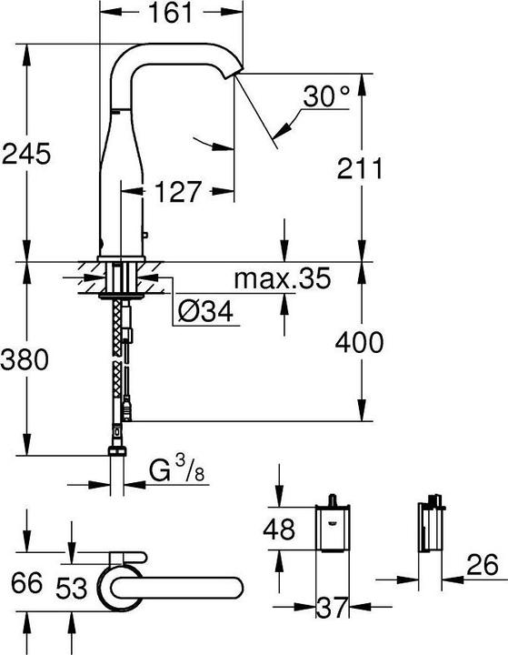 Immagine prodotto Grohe Elettronica a infrarossi Miscelatore per lavabo ESSENCE E, con miscelatore, batteria 6 V cool