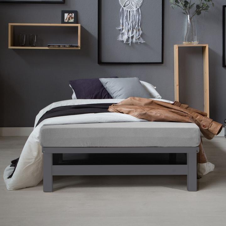 Produktbild Jamb Palettenbett Holzbett 90x200cm Massivholz Weiss (90 x 200 cm)