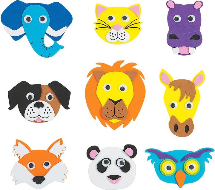 Image du produit Colorations Kit de bricolage Visages d'animaux en mousse, 36 pcs.