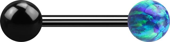 Image du produit Star Piercing Barbell noir avec boule et boule opale bleue (Acier chirurgical 316L, sans laiton)