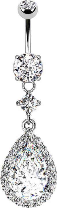 Produktbild Star Piercing Banane silber mit Anhänger Kristall und Kristalltropfen (Messing, Chirurgenstahl 316L)