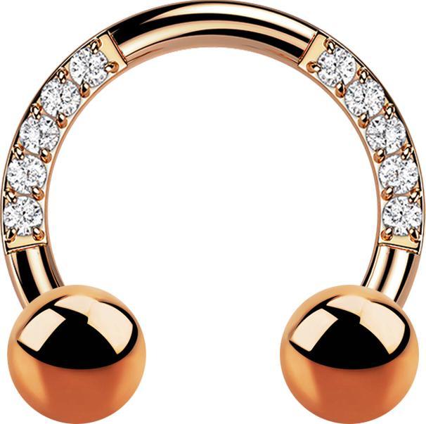 Actual product image Star Piercing Micro Circular Barbell rose gold crystals with two spheres (without brass, Titanium G23)