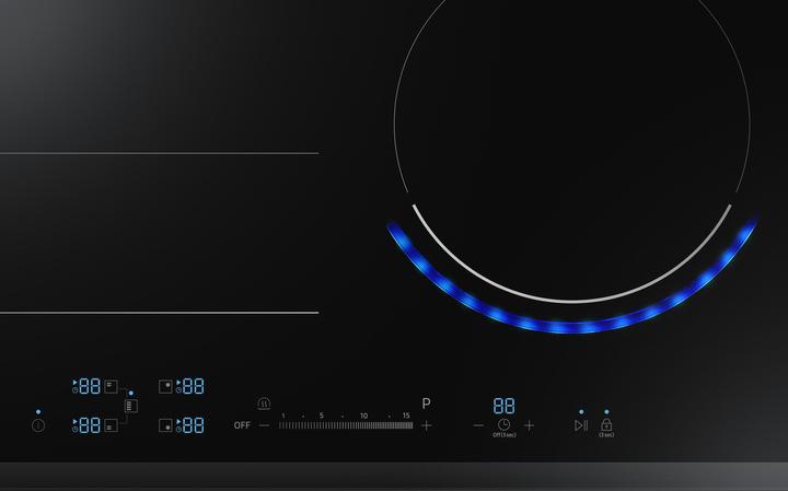 Image du produit Samsung NZ64N9777BK/E1 Induction, 60cm, 15 Puissances, Virtual Flame, Ice Blue
