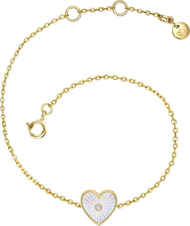Glanzstücke München Damen Herz Sterling Silber Zirkonia Perlmutt gelbgold - 28997 (15 cm, Sterling Silber)