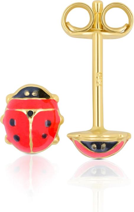 Produktbild Muau Stud earrings ladybird yellow gold 750 red/black 6mm (750/18K Gelbgold)