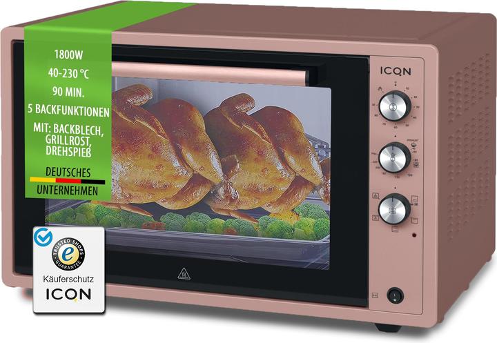 Immagine prodotto Icqn XXL Vrijstaande Oven - 60L - Convectie Mini Oven - Hetelucht /u0026 Grillfunctie - Gemailleerde Holt