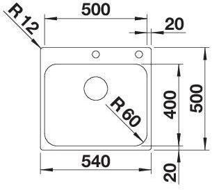 Actual product image Blanco Supra 500-IF/A R12 (Top-mounted sink, 54 cm, 50 cm)
