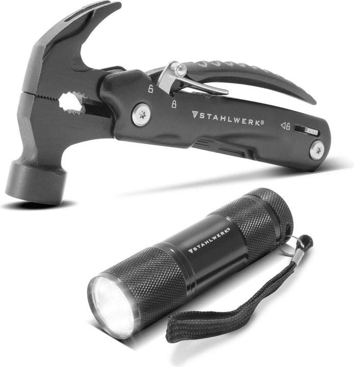 Immagine prodotto Stahlwerk Multitool 12 strumenti Coltello tascabile Strumento multifunzione Torcia elettrica (12 Funzioni)
